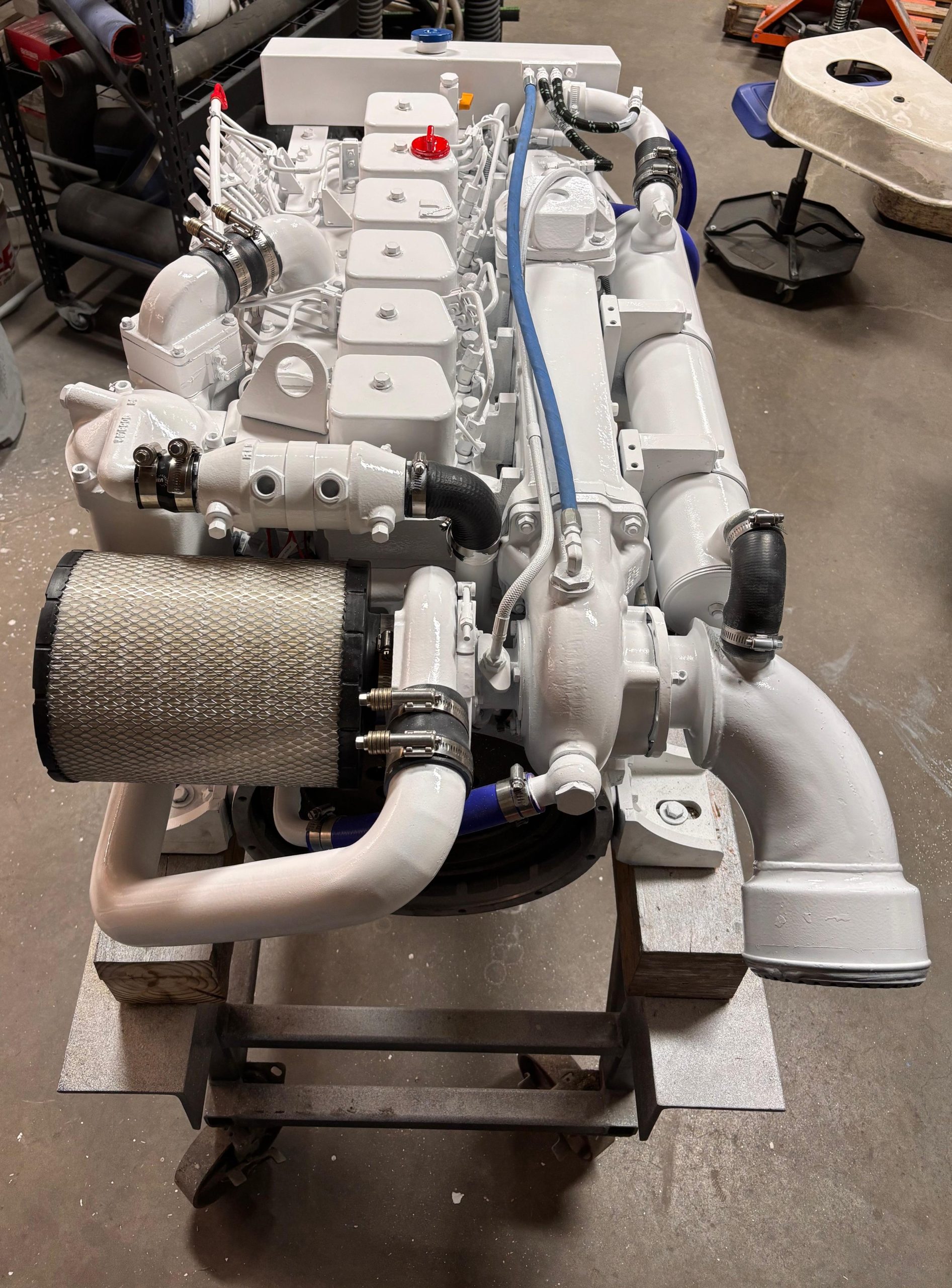 Top view from the rear of the Remanufactured Cummins 6BTA 5.9 Marine Engine for sale